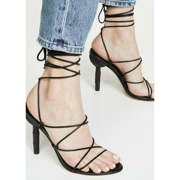 Cult Gaia Women's Soleil Black Lace Up High Heel Sandals Size 39 (MSRP $388) - Picture 2 of 9